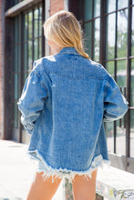Load image into Gallery viewer, Missy Distressed Oversized Denim Shacket
